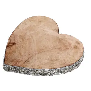 Comparateur de prix : HEART OF THE HOME Décoration - SIL - Coeur Natural - Bois de manguier - Argent - 25x25x4 cm