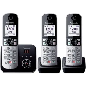 Panasonic Téléphone Fixe sans fil Trio Panasonic KX TG6863 Noir et Argent pas cher