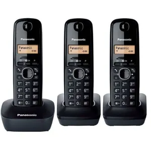 Comparateur de prix : Panasonic KX-TG1613 - Téléphone sans fil avec ID d'appelant - DECT - noir + 2 combinés supplémentaires