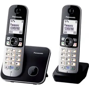 Comparateur de prix : Téléphone Fixe sans fil Panasonic KX-TG6812 Dect Duo Noir
