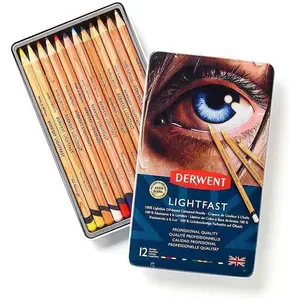 Derwent Boîte métal de 12 crayons de couleur - LIGHTFAST