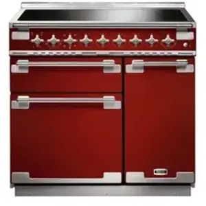 Piano de cuisson induction FALCON ELISE 90 ROUGE CERISE NICKEL BROSSÉ pas cher
