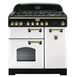 Piano de cuisson gaz FALCON DELUX90 MIXT BLANC LAITON pas cher
