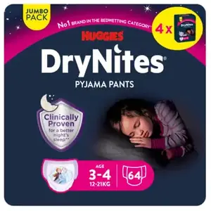 DryNites Couche de Nuit pour Fille 3-5 Ans 16-23 kg (4x16) TU