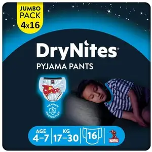 DryNites Couche de Nuit pour Garçon 4-7 Ans 17-30 kg (4x16) TU
