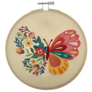 Kit de Broderie Papillon avec Cercle en Bois de 15cm - Trimits Idéal p...