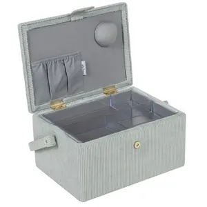 Boîte de Couture brodée Mouton - 25,5x18.5x14,5 cm - Hobby Gift Vert -...