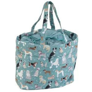 Sac de rangement à cordon motif Chiens - 18x32x34cm - Distrifil Ecru -...