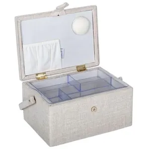 Boîte de Couture brodée Fraise - 18.5x25.5x14.5 cm - Hobby Gift Ecru -...