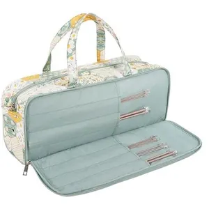 Sac à ouvrage pour tricot avec rangement aiguilles - Motif Abeille Pat...