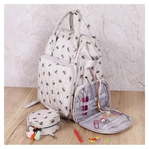 Sac à dos de voyage multi-rangements motif abeille - 30 x 24 x 43 cm -...