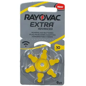 Rayovac Piles pour prothèses auditives - Zinc-Air 10 (PR70) - 6 pièces - Jaune
