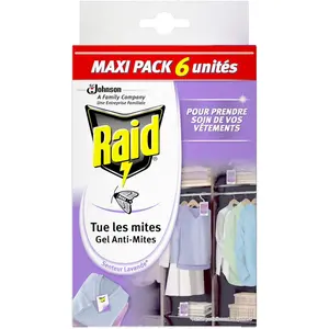 Raid Gel Anti-Mites, Senteur Lavande, Maxi Pack, Pack de 6Vendu parcdiscount