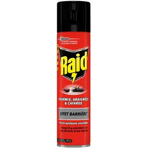 Comparateur de prix : RAID Insecticide Effet barrière fourmis, araignés et cafards - 400 ml