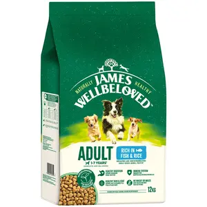 James Wellbeloved Adult poisson, riz pour chien - 12 kg pas cher