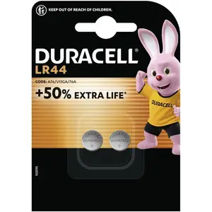 Pile Bouton 'LR44', Large, Blister 2, 105 mAh (504424) - Duracell pas cher