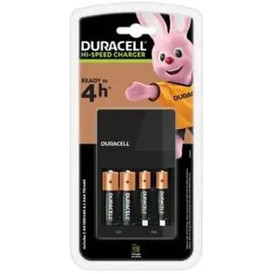 Comparateur de prix : Chargeur universel Duracell CEF14 Noir avec 2 piles AA et 2 piles AAA