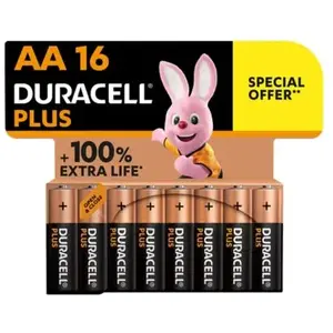 Pack de 16 piles Duracell AA plus MN1500 Noir et Orange pas cher