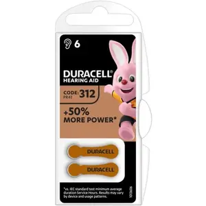Comparateur de prix : Duracell Pile bouton pour appareils auditifs 1,4V taille 312, PR41, 6 blisters