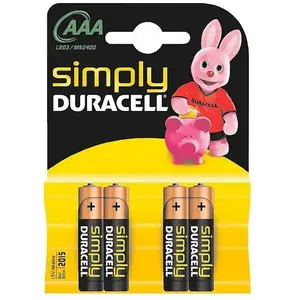 Piles Alcalines DURACELL Simply DURSIMLR3P4B LR03 AAA 1.5V (4 pcs) pas cher