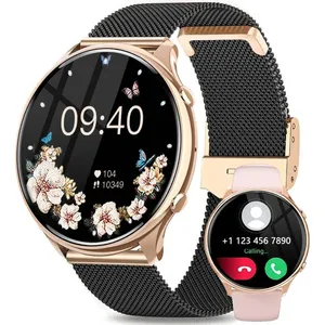 Montre Connectée Femme avec Appel Bluetooth 5.2,1.39"HD Ronde Smartwat... pas cher