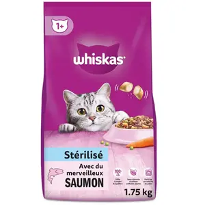 whiskas Croquettes Saumon pour Chat Adulte stérilisé - Le Sac de 1,75 kg pas cher