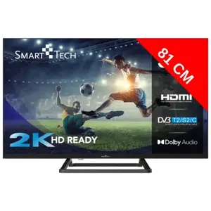 Comparateur de prix : Smart-Tech 32HN01V3 TV HD LED 32 Pouces (80cm) Triple Tuner Dolby Audio H.265 3xHDMI, 2xUSB