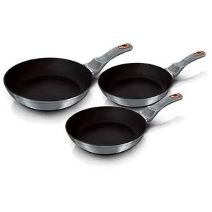 PIERRA - LOT 3 POELES 20 / 24 / 28 CM ALUMINIUM FORGE MANCHE AMOVIBLE BOITE COULEUR