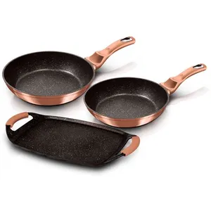Comparateur de prix : Non communiqué Set de Poêles à Frire Induction 22- 26cm, Plaque à griller Aluminium Antiadhésif, Berlinger Haus, Rose Gold, , Or rose