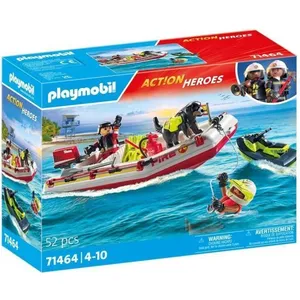 PLAYMOBIL 71464 Bateau de pompier et scooter des mers - Action Hereos ... pas cher