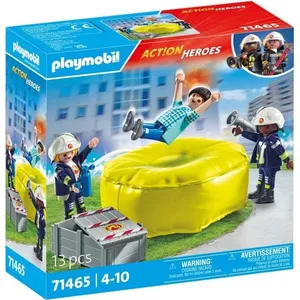 PLAYMOBIL 71465 Pompiers avec coussin de sauvetage - Action Heroes - L... pas cher