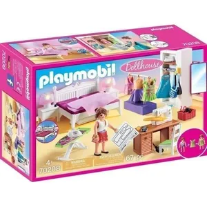 PLAYMOBIL 70208 Chambre avec espace couture, Dollhouse La Maison Tradi... pas cher