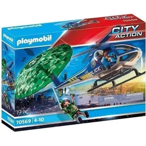 PLAYMOBIL 70569 Hélicoptere de police et parachutiste, City Action, Le... pas cher