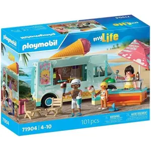PLAYMOBIL 71904 Camion vendeur de glaces & 3 personnages, My Life Vaca... pas cher