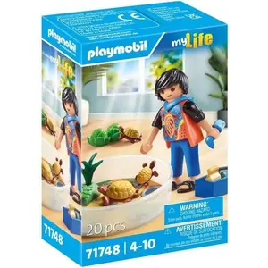 PLAYMOBIL 71748 Garçon avec famille de tortues dans un terrarium, My L... pas cher
