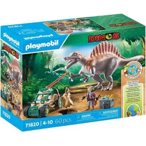 PLAYMOBIL 71820 Spinosaure, chercheur et véhicule a grue pivotante, Di... pas cher