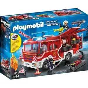 PLAYMOBIL 9464 Fourgon d'intervention des pompiers jaune avec canon a ... pas cher