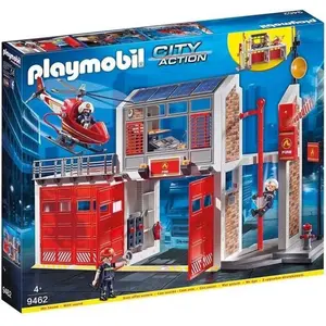 PLAYMOBIL 9462 Caserne de pompiers avec hélicoptere, City Action, Mixt...