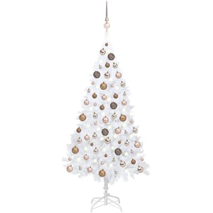 Arbre de Noël artificiel avec éclairage & boules blanc 120 cm pas cher
