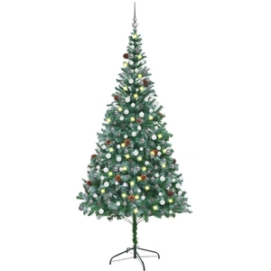 Arbre de Noël artificiel avec éclairage boules cônes 210 cm pas cher