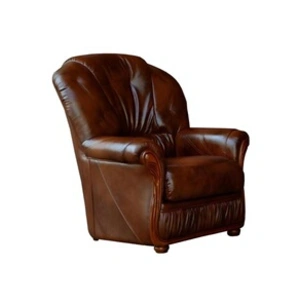 Vente-unique - Fauteuil Salon - Fauteuil 100% Cuir de Buffle Marron Daphne