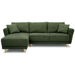 Comparateur de prix : Canapé d'angle convertible réversible 3-4 places CLAUDIUS - Tissu Vert...