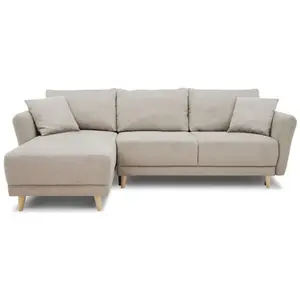 Comparateur de prix : Canapé d'angle convertible réversible 3-4 places CLAUDIUS - Tissu Beig...