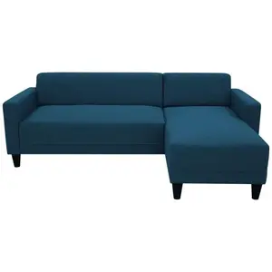 CASAPY Canapé d'angle fixe 4 places BOB - Tissu marine - Réversible - L 197 x P 117 x H 65 cm pas cher