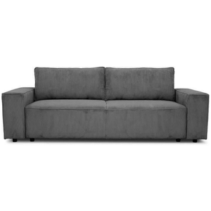 CASAPY Canapé convertible 3 places JOSH - Velours côtelé Anthracite - Coffre de rangement - L 197 x P 117 x H 65 cm