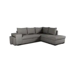 CASAPY Canapé d'angle convertible réversible 4 places MITCHELL - Tissu Anthracite - L 247 x P 91 x H 205 cm - Coffre de rangement