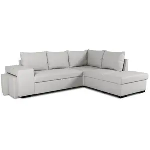 Comparateur de prix : CASAPY Canapé d'angle convertible réversible 4 places MITCHELL - Tissu Gris - L 247 x P 91 x H 205 cm - Coffre de rangement