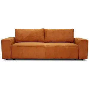 Comparateur de prix : CASAPY Canapé convertible 3 places josh - tissu velours côtelé terracotta - l 239 x p 86 x h 85 c