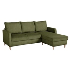Canapé d'angle fixe - 3 places - CHIPY - Tissu Lincoln Kaki - Pieds bo...