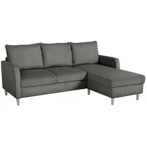 CASAPY Canapé d'angle fixe - 3 places - CHIPY - Tissu Lincoln Anthraci...